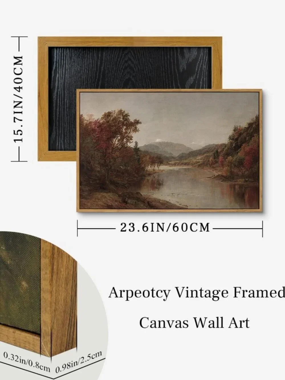 Vintage Framed Canvas Wall Art - Fall Landscape Decor for Living Room & Bedroom